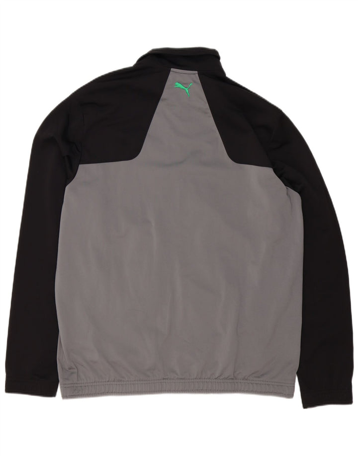 Puma Chaqueta de chándal holgada con gráfico para hombre, color gris pequeño, color block