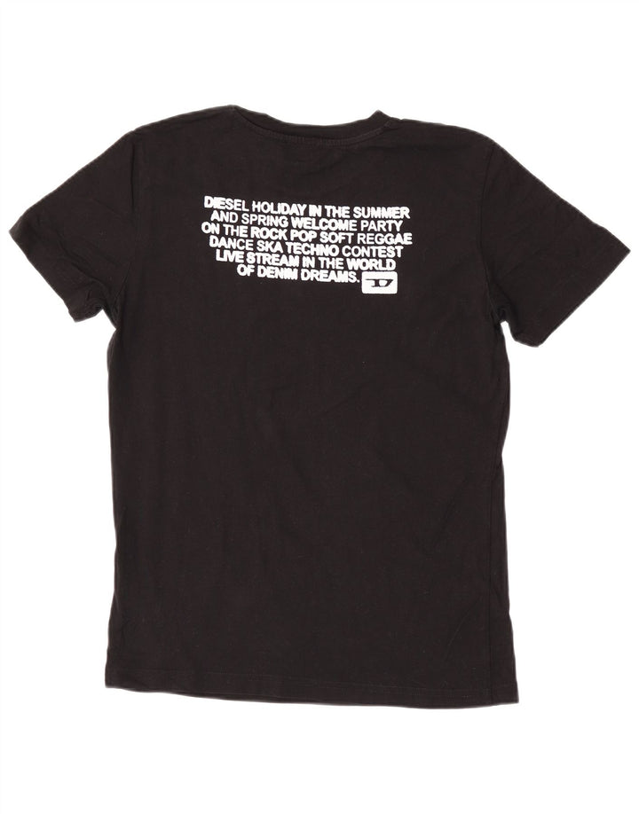 Diesel Hombre Camiseta Gráfica Top Pequeño Algodón Negro