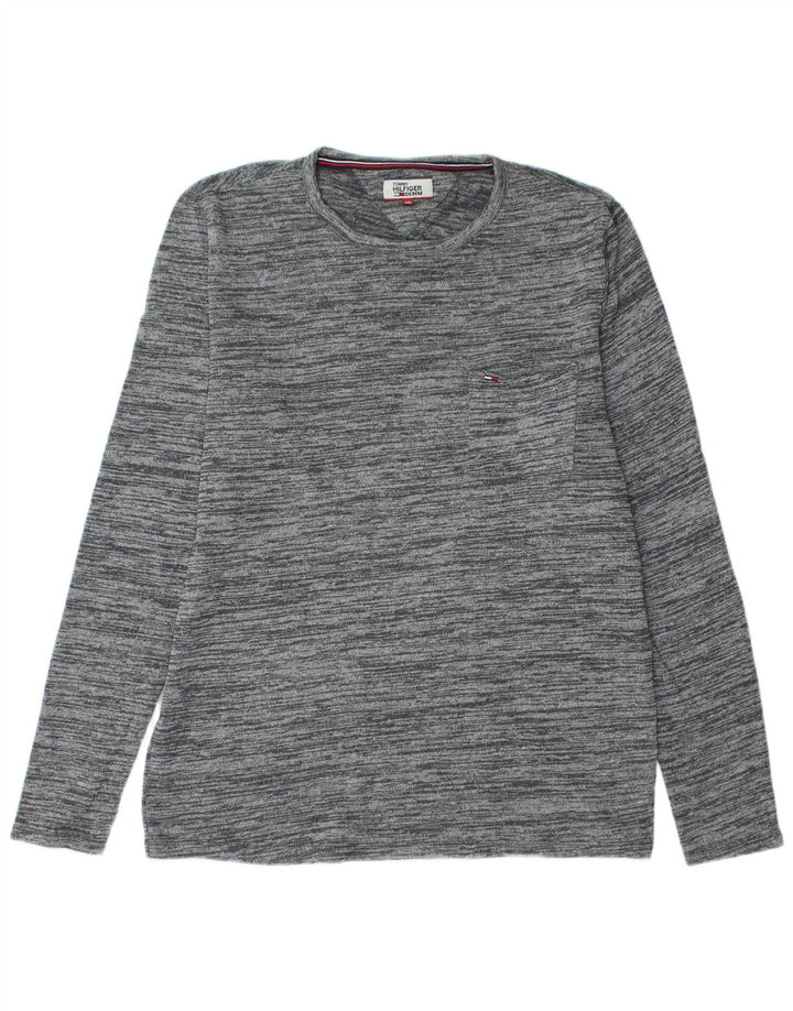 Tommy Hilfiger Jersey con cuello redondo para hombre XL Algodón moteado gris
