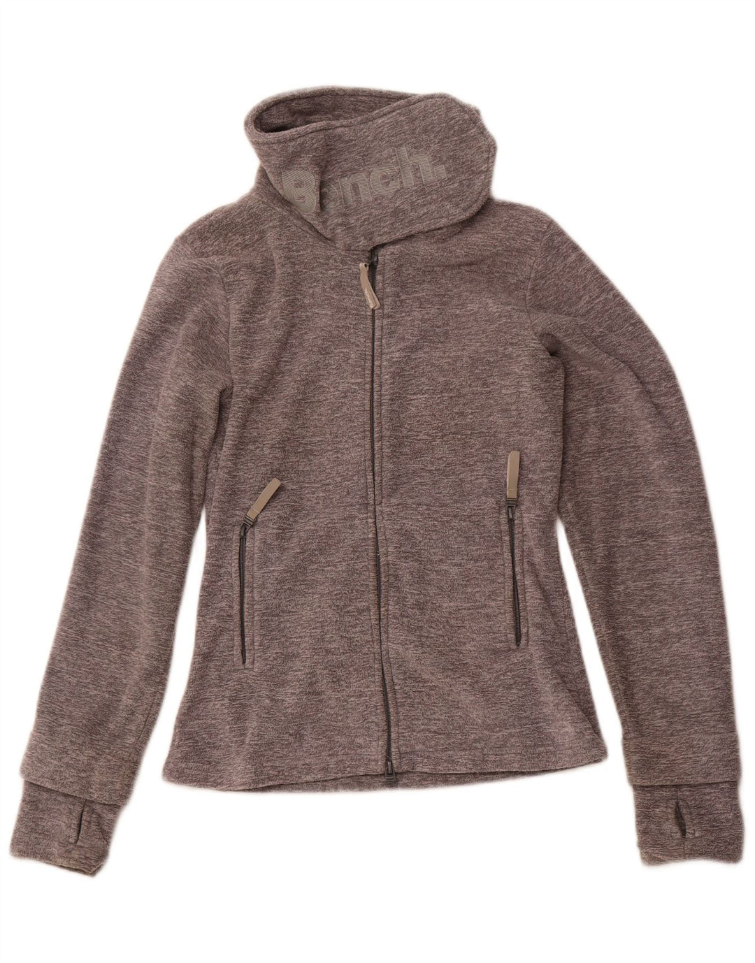 BENCH Chaqueta polar gráfica para mujer UK 12 Poliéster gris medio