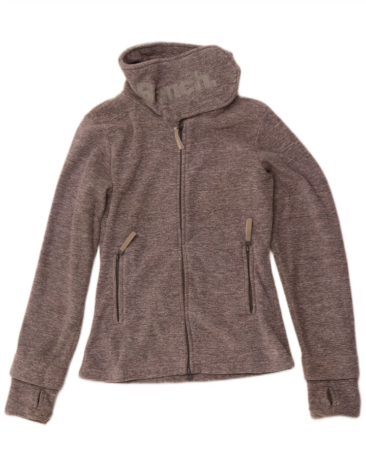 BENCH Chaqueta polar gráfica para mujer UK 12 Poliéster gris medio