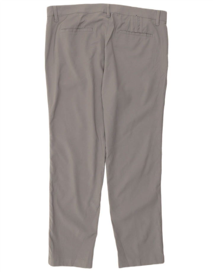 Adidas Hombre Slim Chino Pantalones W36 L30 Gris Poliéster