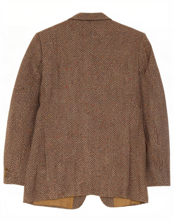 Vintage hombres 2 botones Blazer chaqueta Reino Unido 38 marrón medio espiga