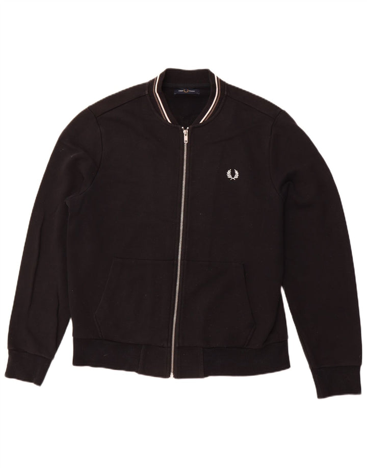 FRED PERRY Chaqueta superior de chándal para hombre Algodón negro grande