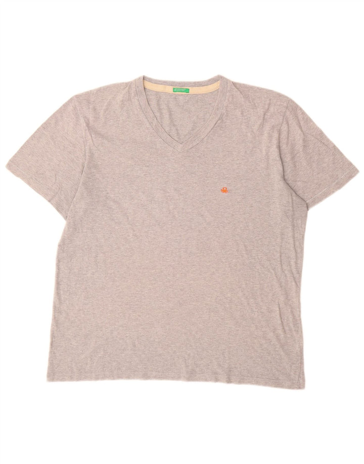 Benetton Camiseta Top Gris Medio Moteada