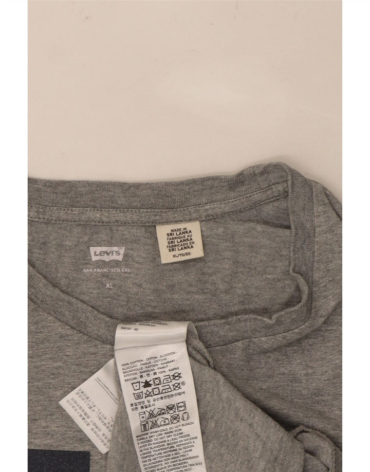 LEVI'S Mens Graphic T-Shirt Top XL Grey Cotton Vintage Levi's and Second-Hand Levi's from Messina Hembry 