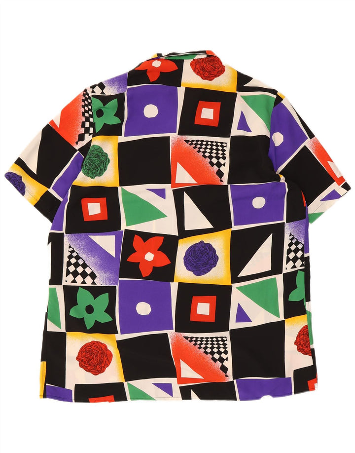 Vintage hombres patrón abstracto camisa medio multicolor geométrico