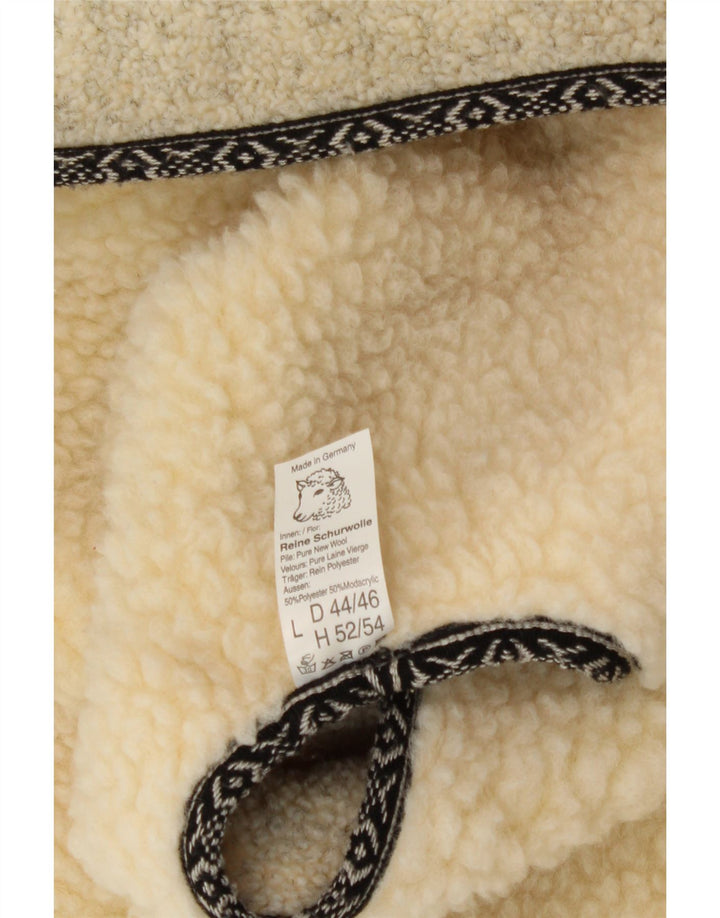 VINTAGE Hombres Sherpa Gilet IT 52/54 XL Beige Lana Nueva