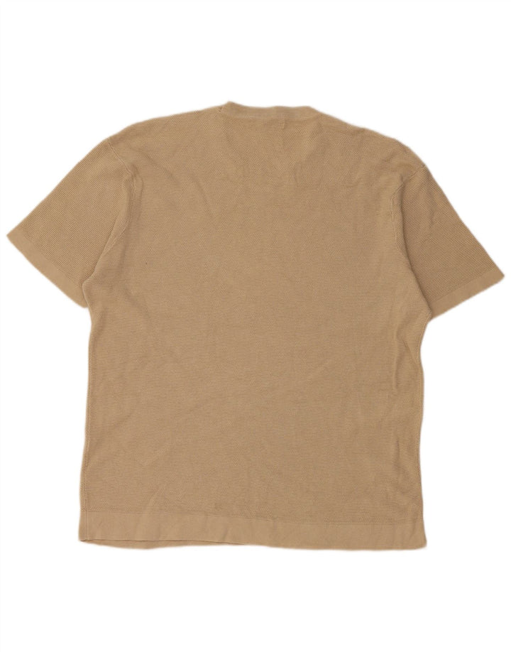 ZARA Mens T-Shirt Top Large Beige Cotton