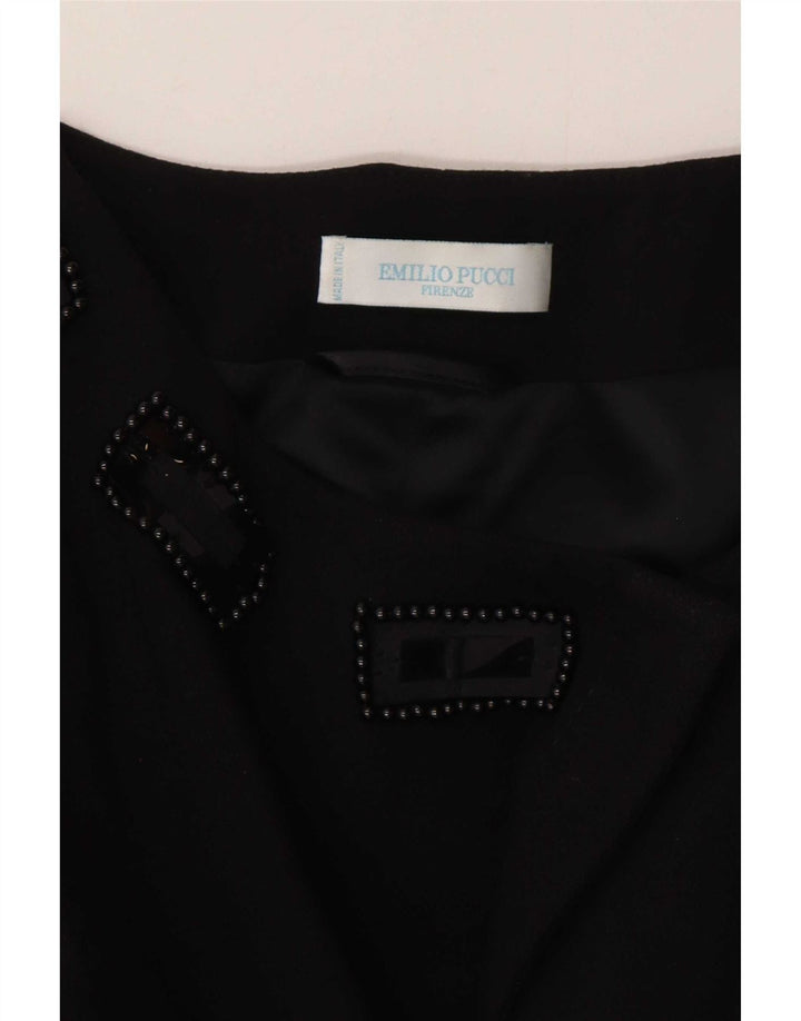 Emilio Pucci Chaqueta Blazer Larga para Mujer UK 44 Mediana Lana Virgen Negra