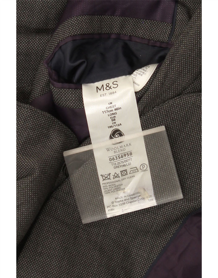 Marks & Spencer Chaqueta tipo blazer de 2 botones para hombre UK 46 XL Lana gris