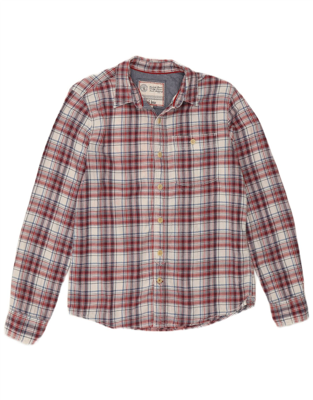 FAT FACE Camisa de franela para hombre de algodón a cuadros rojos pequeños