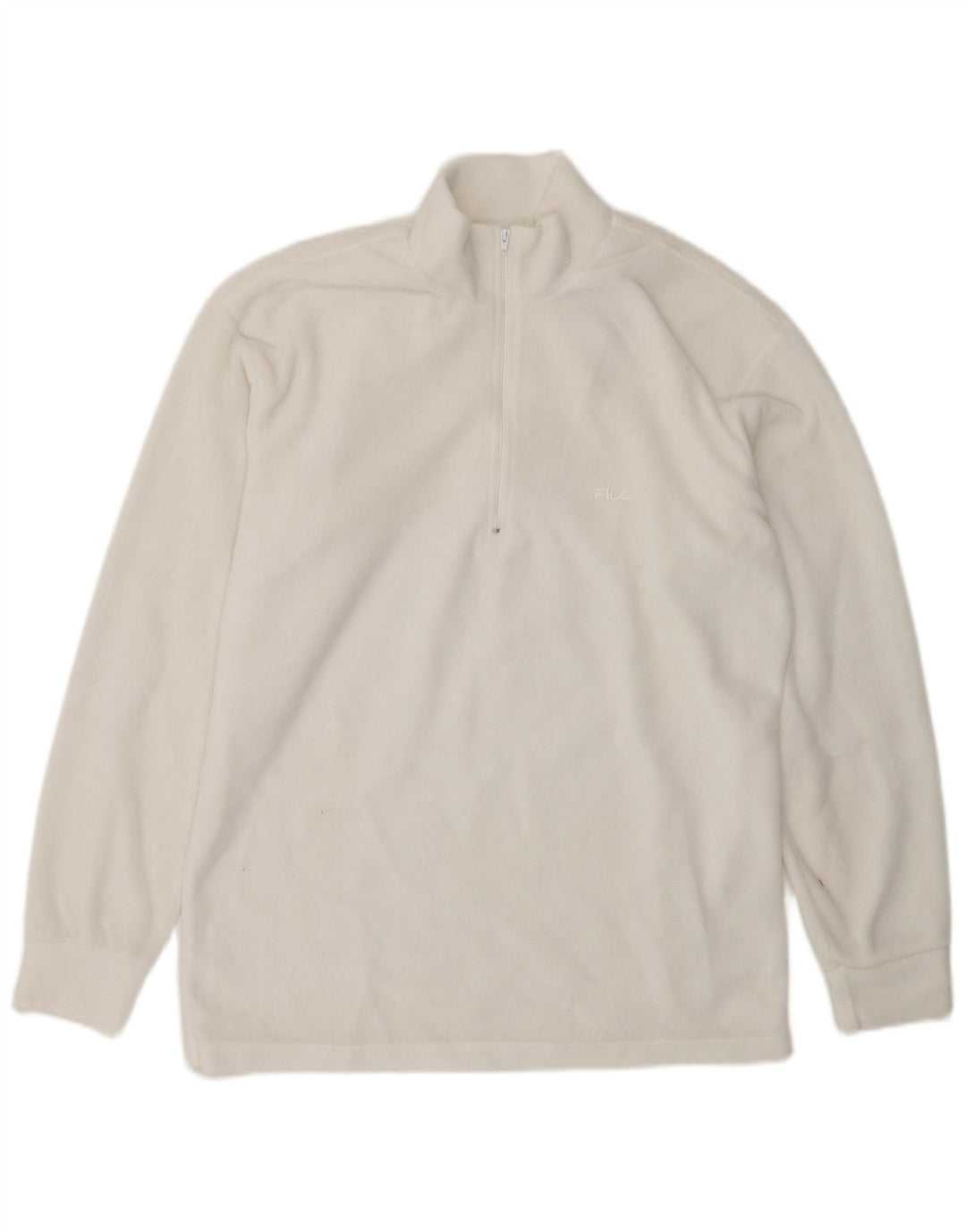 Fila Jersey de forro polar con cuello y cremallera para hombre IT 48 Poliéster blanco mediano