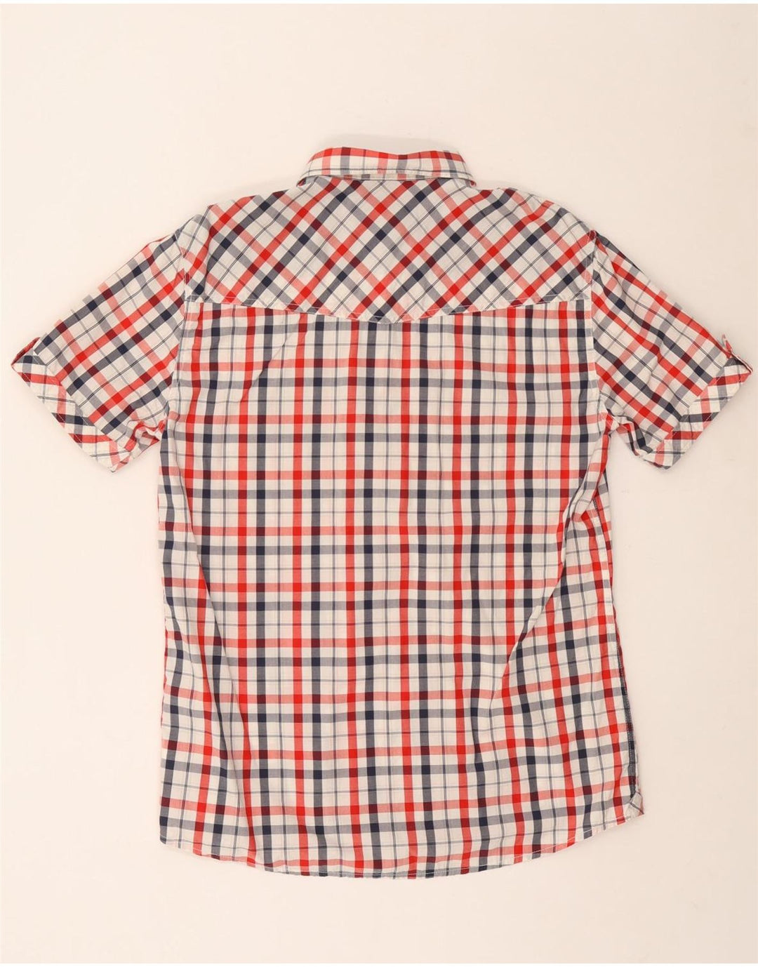 Mustang Camisa Manga Corta Hombre XL Algodón Cuadros Multicolor