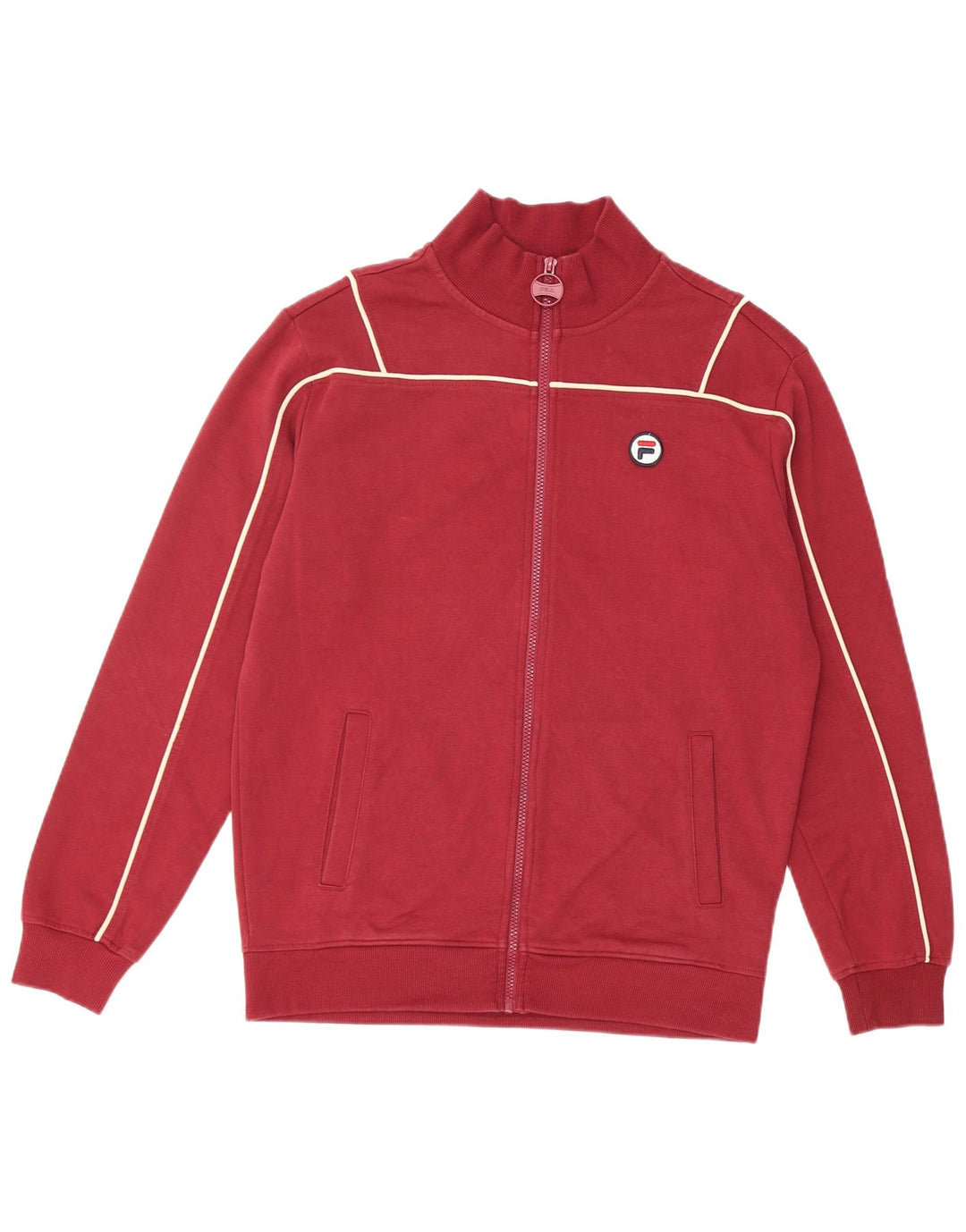 Fila Mens Chándal Top Chaqueta Pequeña Algodón Rojo