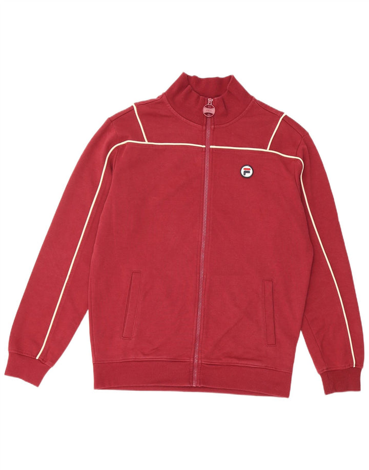 Fila Mens Chándal Top Chaqueta Pequeña Algodón Rojo