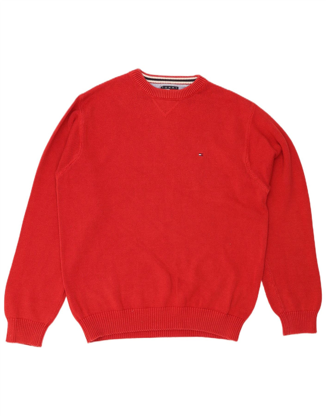 TOMMY HILFIGER Jersey con cuello redondo para hombre, talla grande, algodón rojo