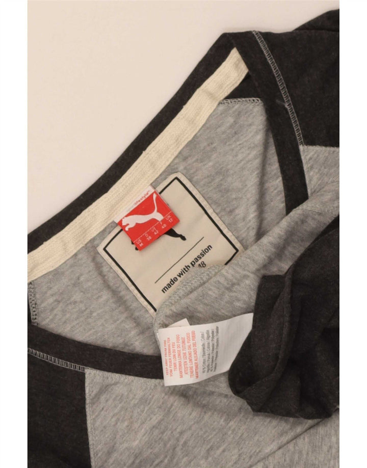 Puma - Camiseta de manga larga para mujer (talla 40), color gris medio, algodón