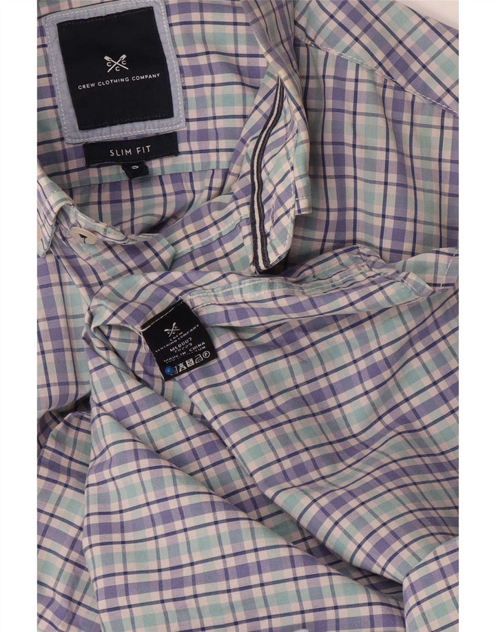 Crew Clothing Camisa ajustada para hombre Algodón a cuadros multicolor pequeño