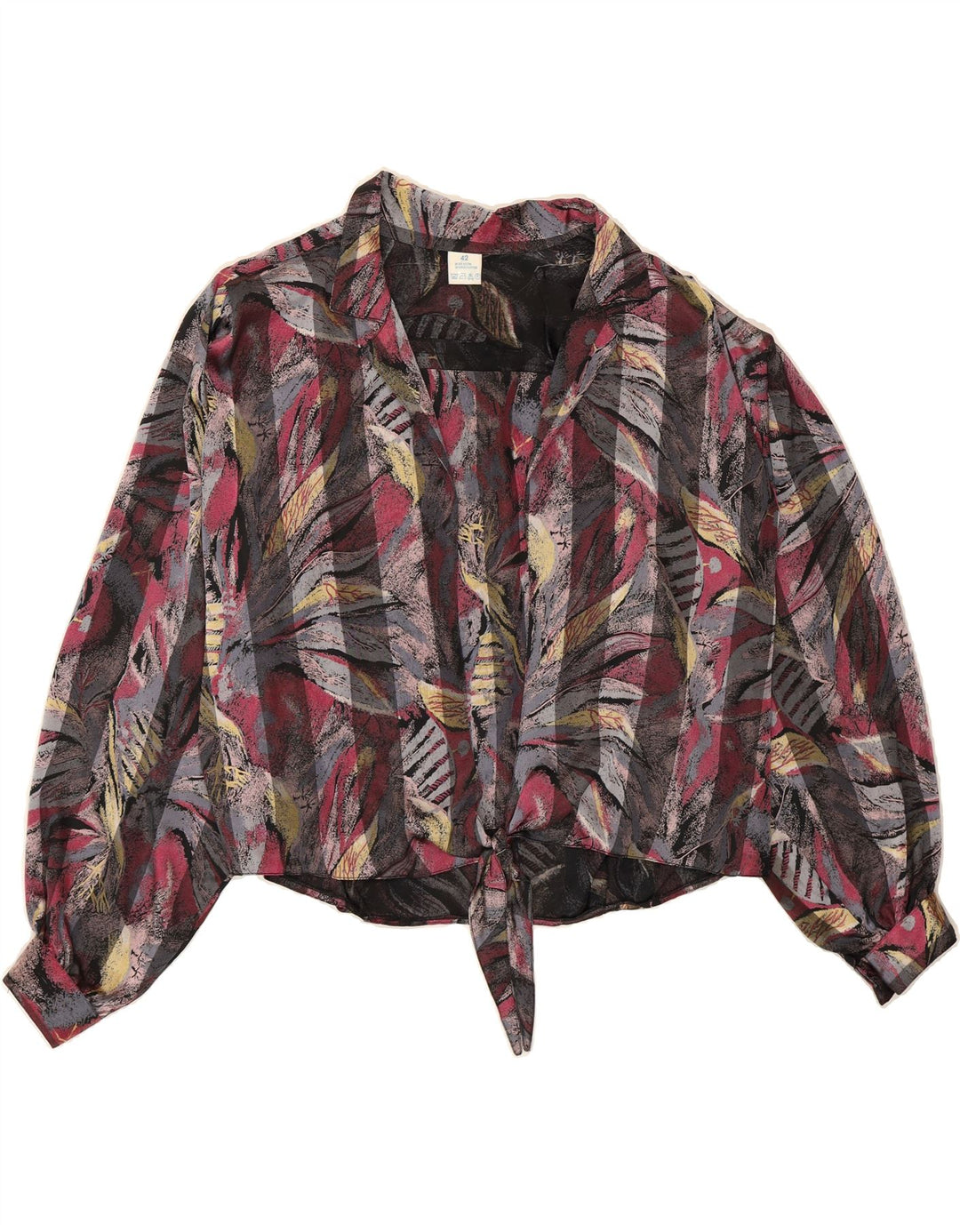VINTAGE Womens Cardigan Top EU 42 Large Multicoloured Floral Rayon Vintage Vintage and Second-Hand Vintage from Messina Hembry 