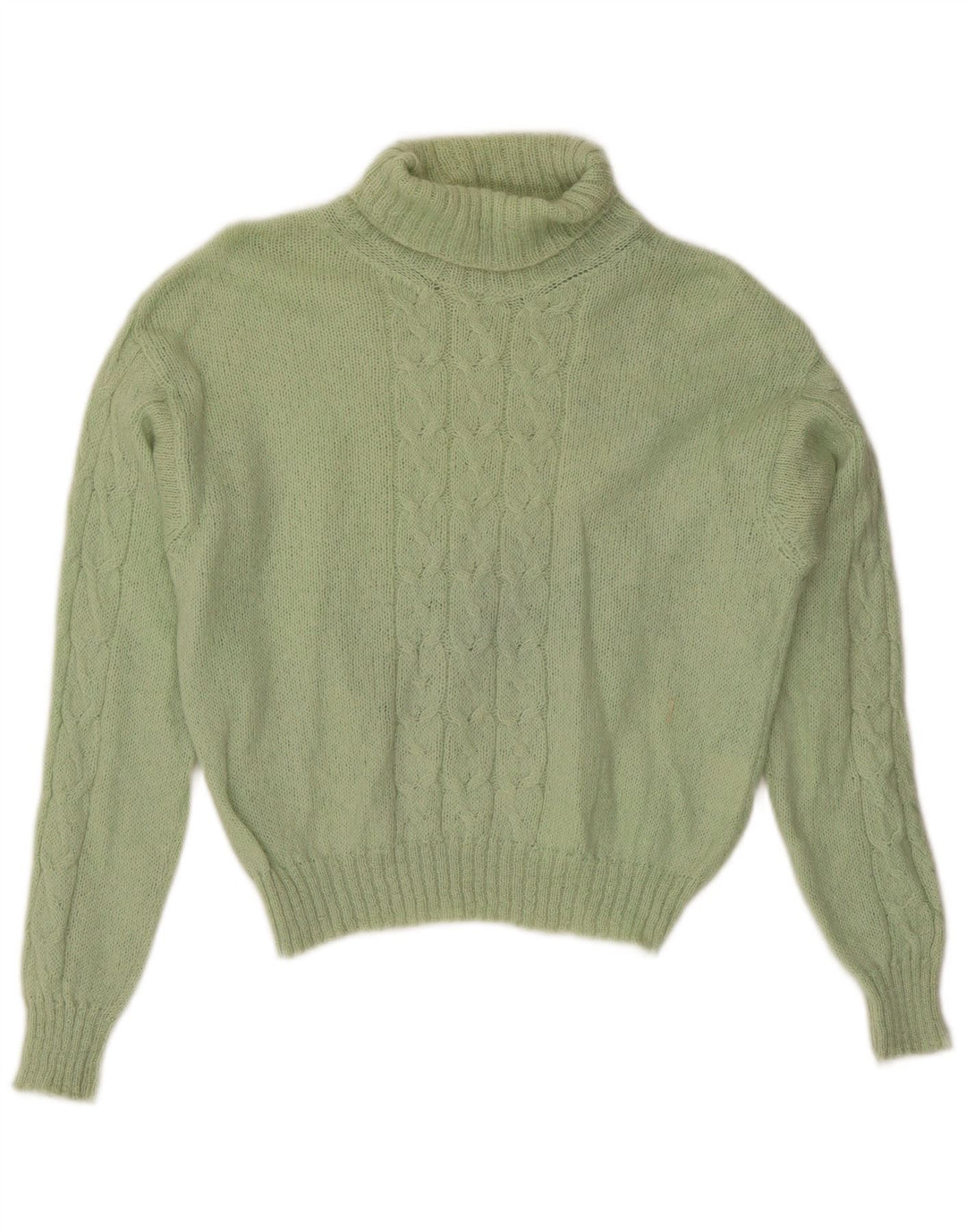 Vintage mujer crop roll cuello jersey suéter Reino Unido 14 verde medio
