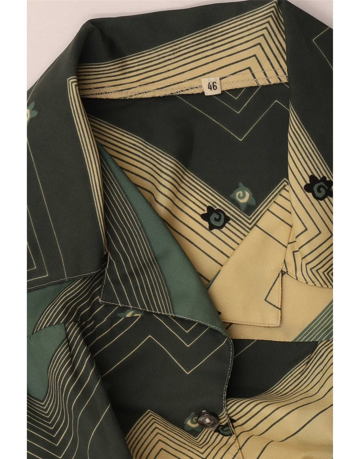 Vintage mujer camisa blusa IT 46 grande verde geométrico
