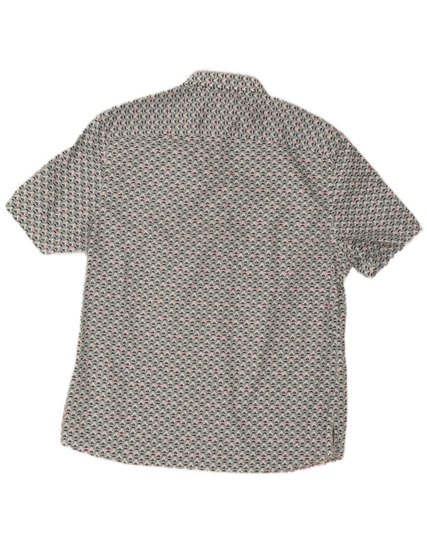 Camisa de manga corta de corte entallado para hombre de White Stuff XL de algodón geométrico azul
