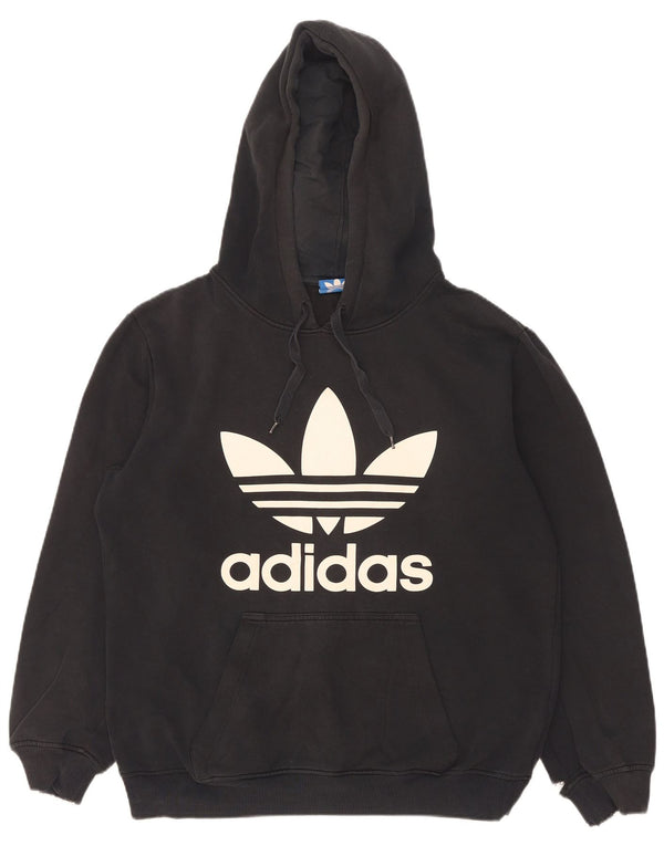 Adidas - Sudadera con capucha para hombre, diseño gráfico, talla pequeña, algodón negro
