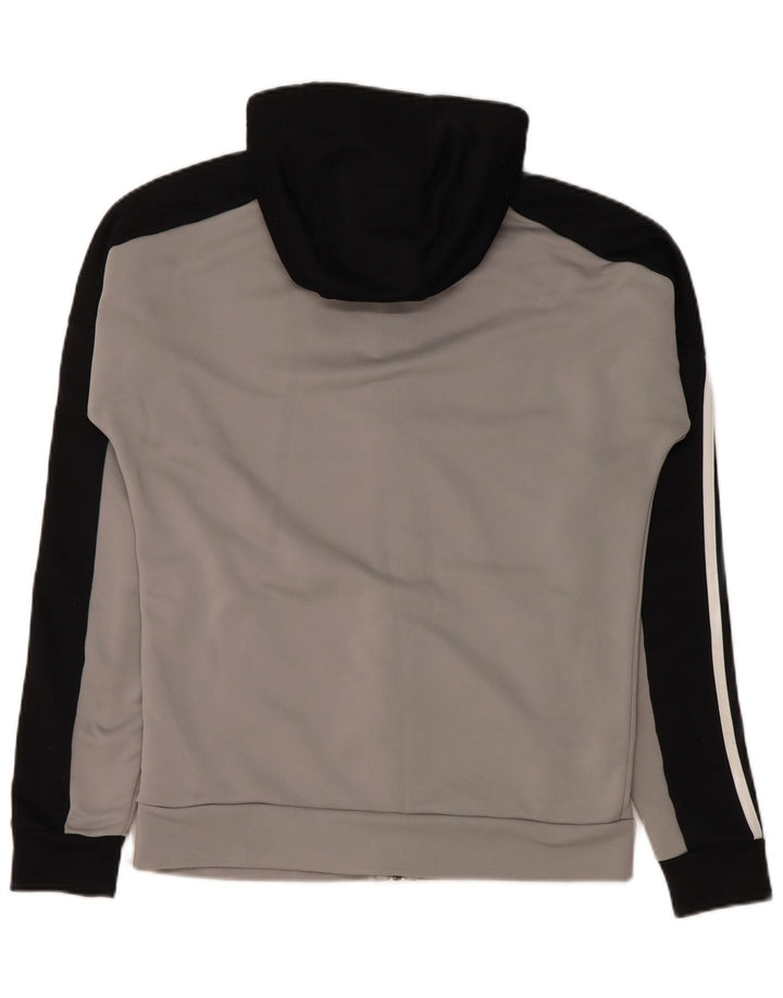 Adidas Hombre Zip Sudadera Con Capucha Suéter Pequeño Gris Colorblock Poliéster