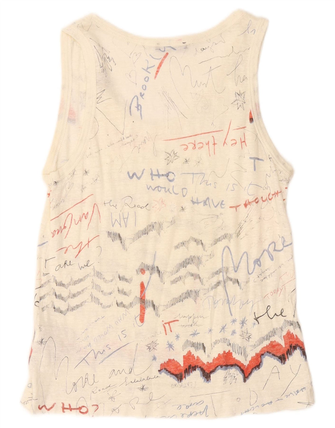 ZARA Top sin mangas gráfico para mujer UK 40 Medium Off White Linen