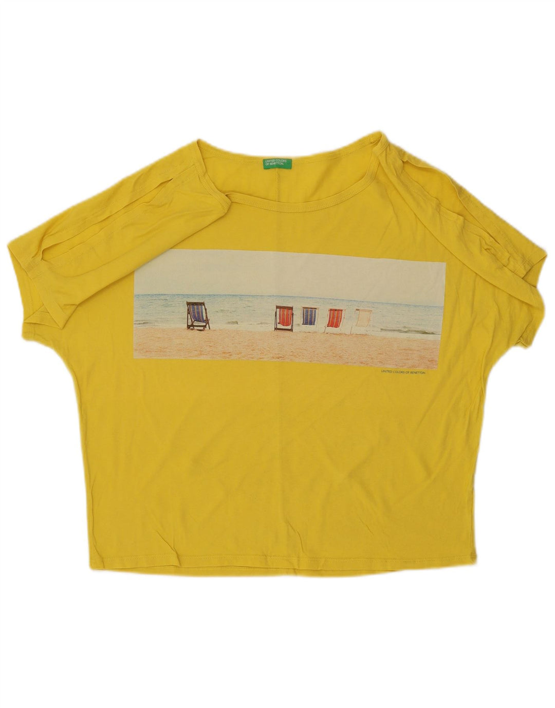BENETTON Blusa estampada para mujer UK 46 L Amarillo