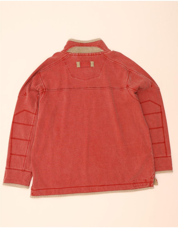Fat Face - Sudadera con cuello y cremallera para hombre, talla 2XL, algodón rojo