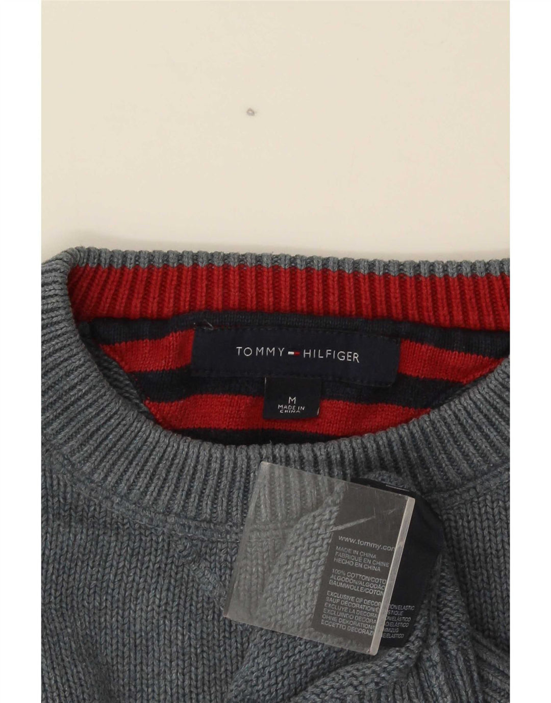 Tommy Hilfiger Jersey con cuello redondo para hombre de algodón gris medio