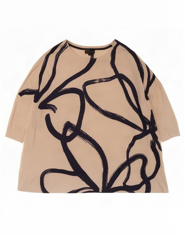 Phase Eight Suéter tipo jersey con cuello barco y manga 3/4 para mujer UK 46 Large Beige