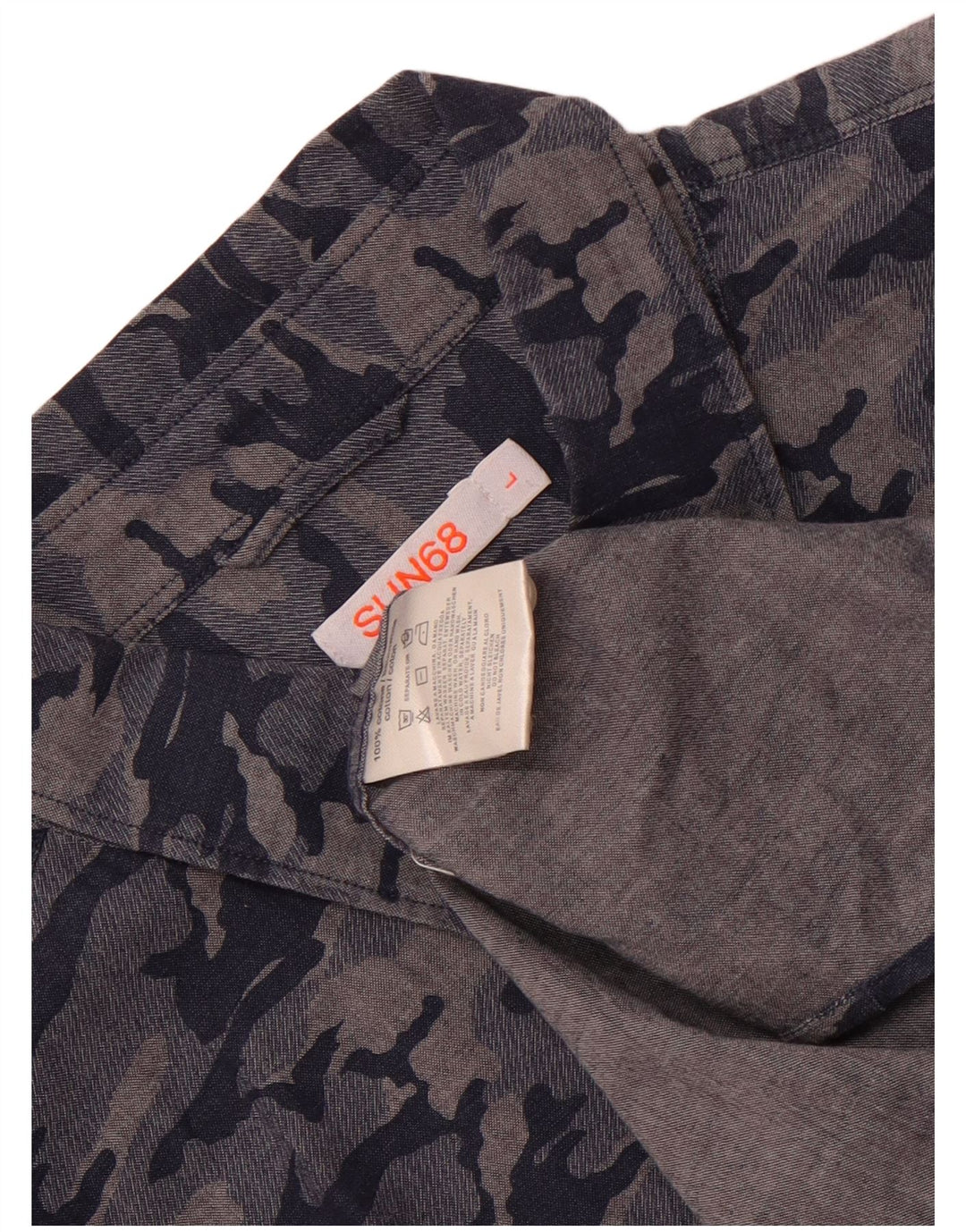 Camisa para hombre Sun68 Grande Azul marino Camuflaje Algodón