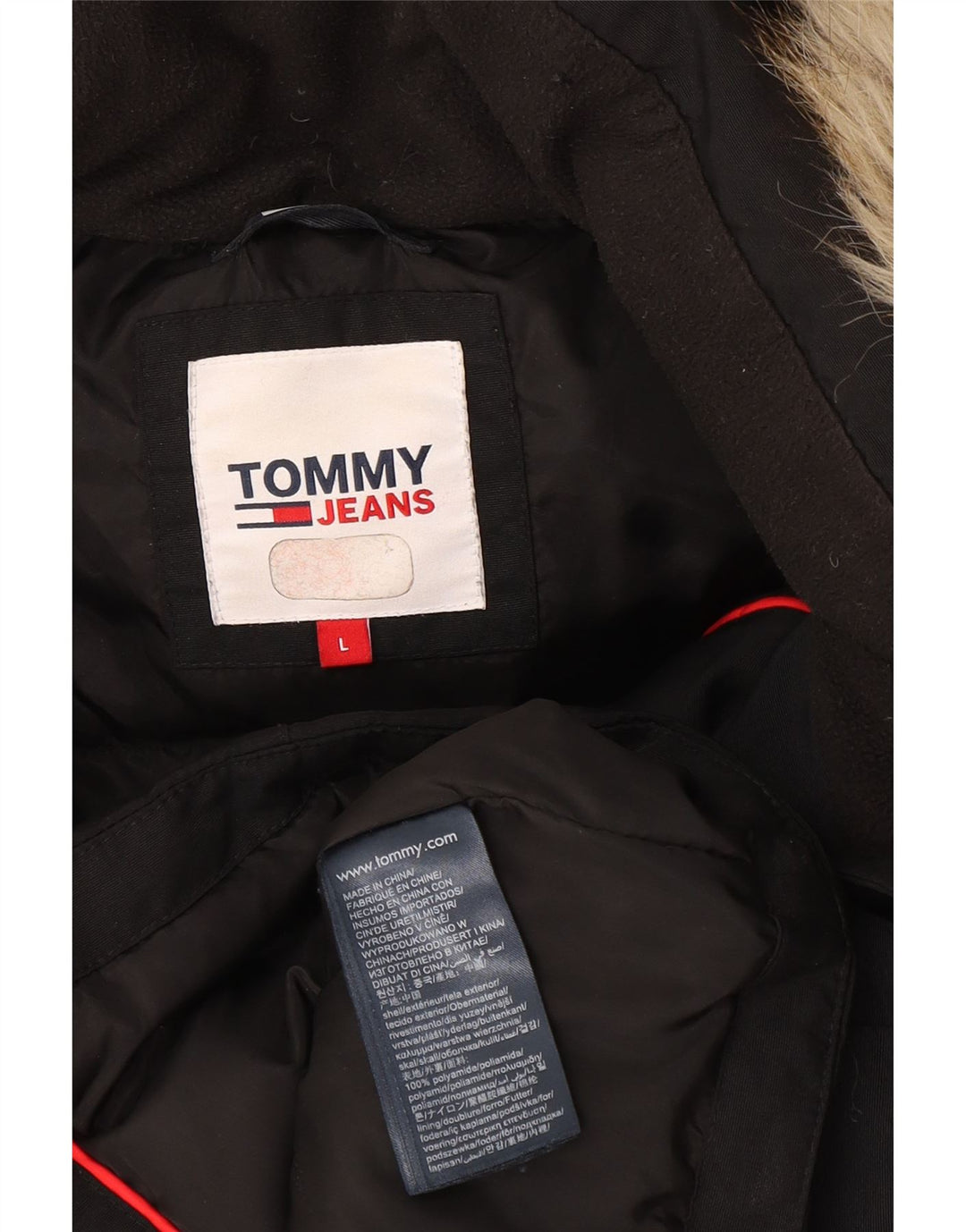 Tommy Hilfiger Chaqueta acolchada con capucha para mujer UK 46 Grande Poliamida negra