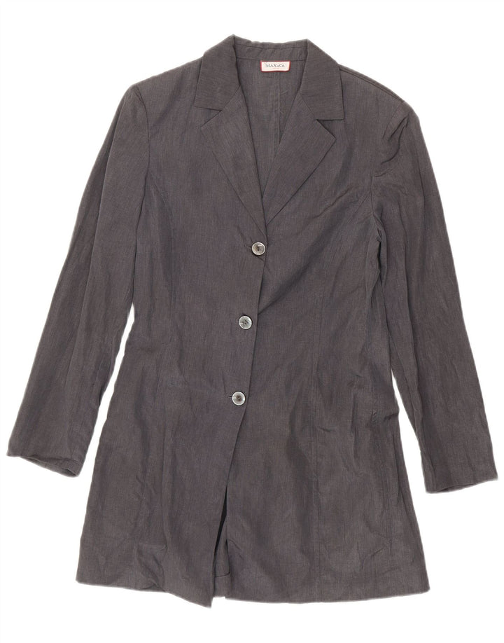 Max & Co. Chaqueta tipo blazer larga de 3 botones para mujer UK 42 Lino gris medio