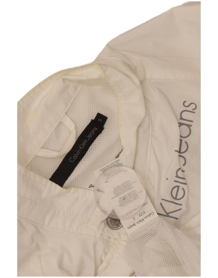 Calvin Klein Jeans Chaqueta impermeable gráfica para mujer Reino Unido 10 Pequeño poliéster blanco