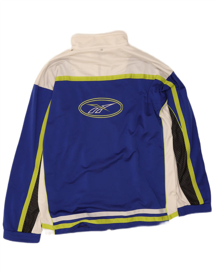 Reebok Hombre Graphic Chándal Top Chaqueta XL Azul Colorblock Poliéster