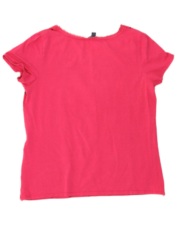 Tommy Hilfiger Camiseta gráfica para mujer Top UK 40 Grande Rosa Geométrico