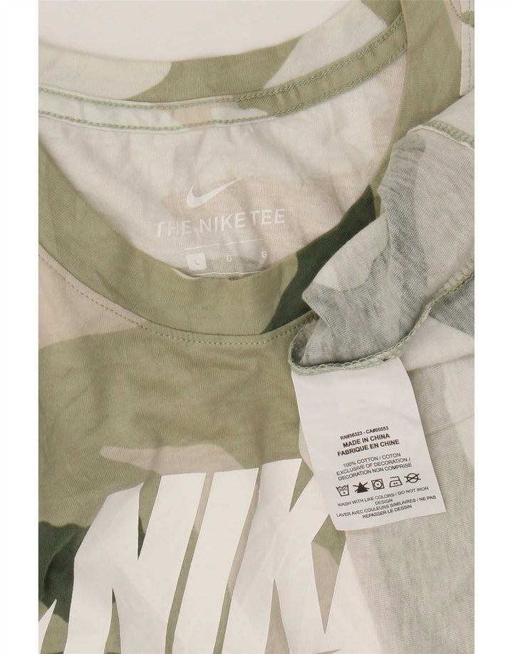 Nike Camiseta gráfica de manga larga para hombre, tamaño grande, caqui, camuflaje, algodón