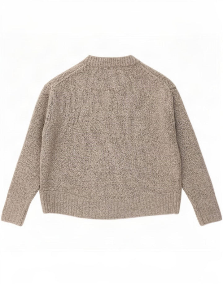 Zara Mujer Suéter De Cuello Redondo De Gran Tamaño UK 10 Pequeño Gris Moteado