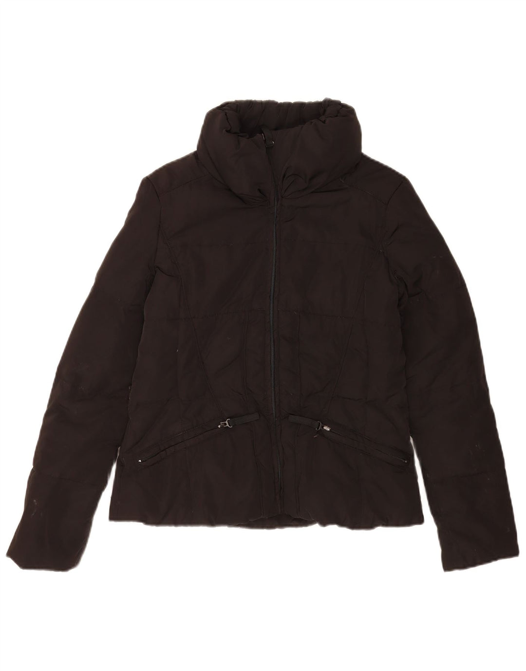 Zara Mujer Chaqueta Acolchada UK 44 Mediana Negro Poliéster
