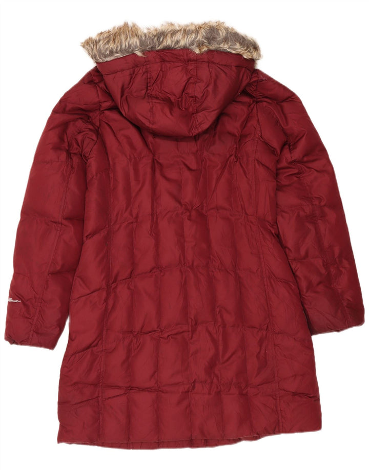 Eddie Bauer Abrigo acolchado con capucha para mujer UK 44 Poliéster burdeos medio