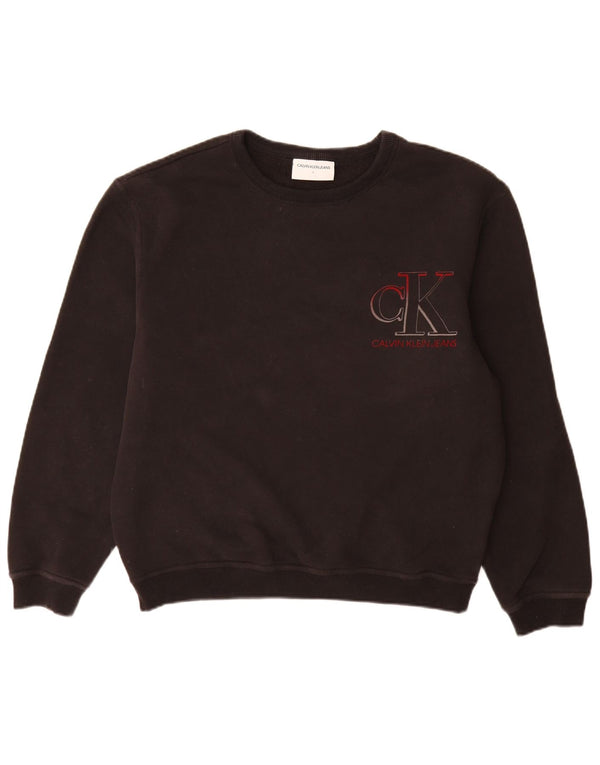 Calvin Klein Jeans Mens Graphic Loose Fit Sweatshirt Jumper Small Black