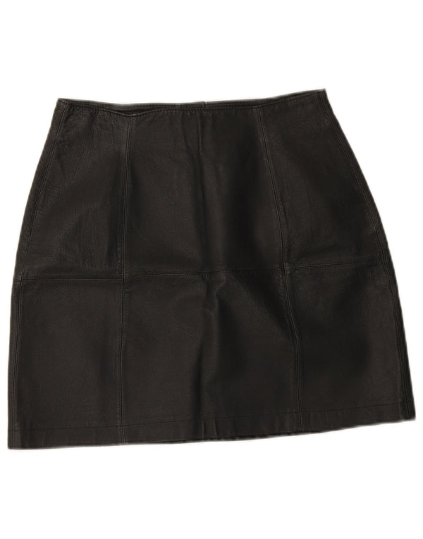 Vintage mujer mini falda de cuero W25 XS cuero negro