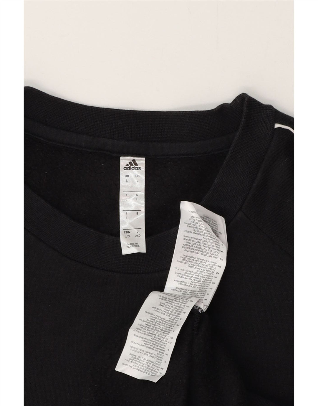 ADIDAS Hombre Sudadera Jumper Grande Algodón Negro