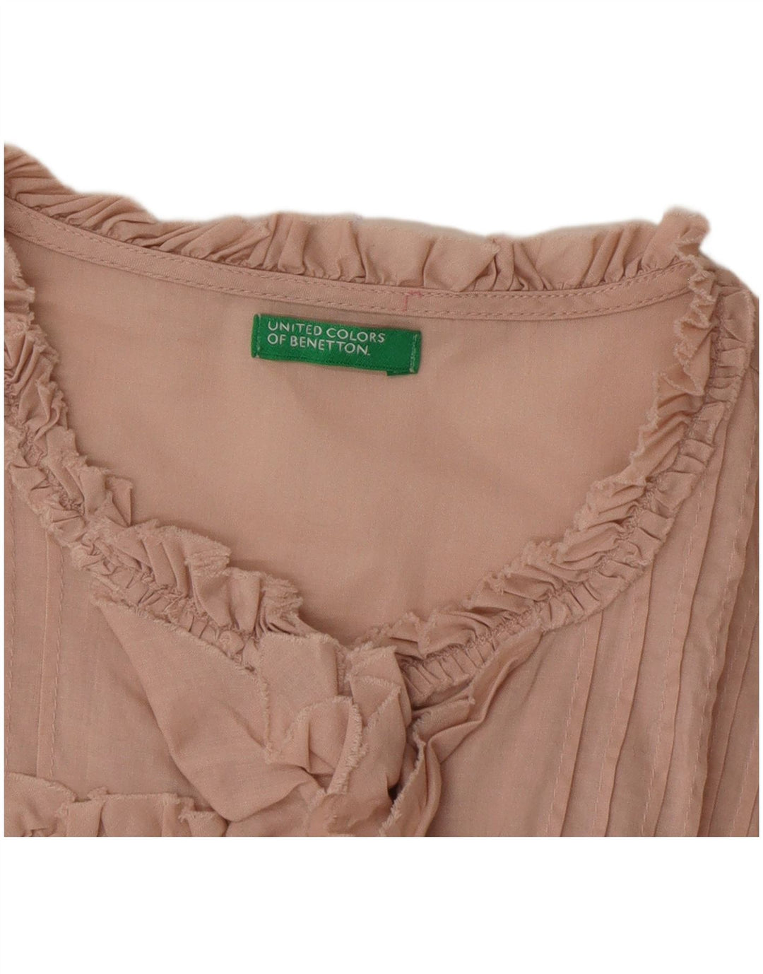 Benetton Blusa Camisera Con Volantes En La Parte Delantera Para Mujer UK 44 Grande Rosa
