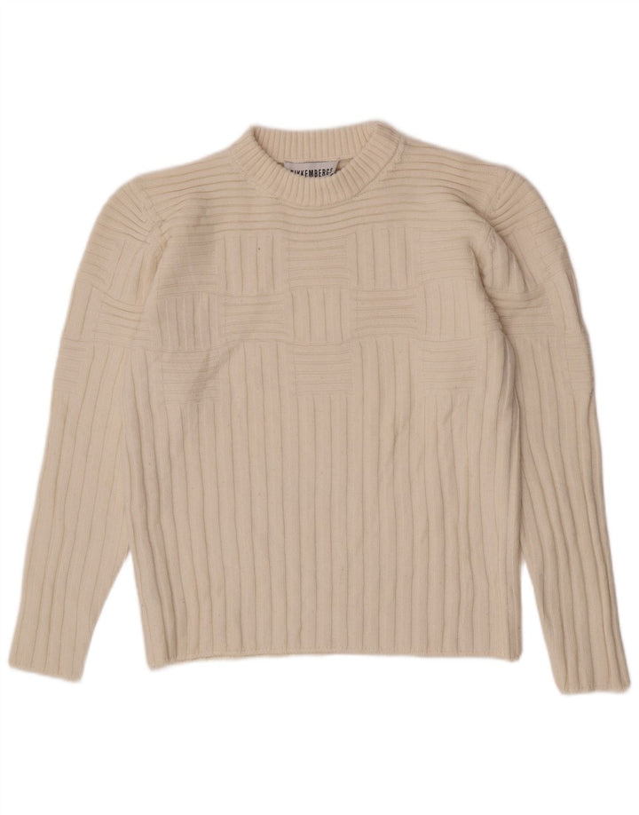 Bikkembergs Suéter tipo jersey con cuello redondo para mujer UK 12 Medium Off White