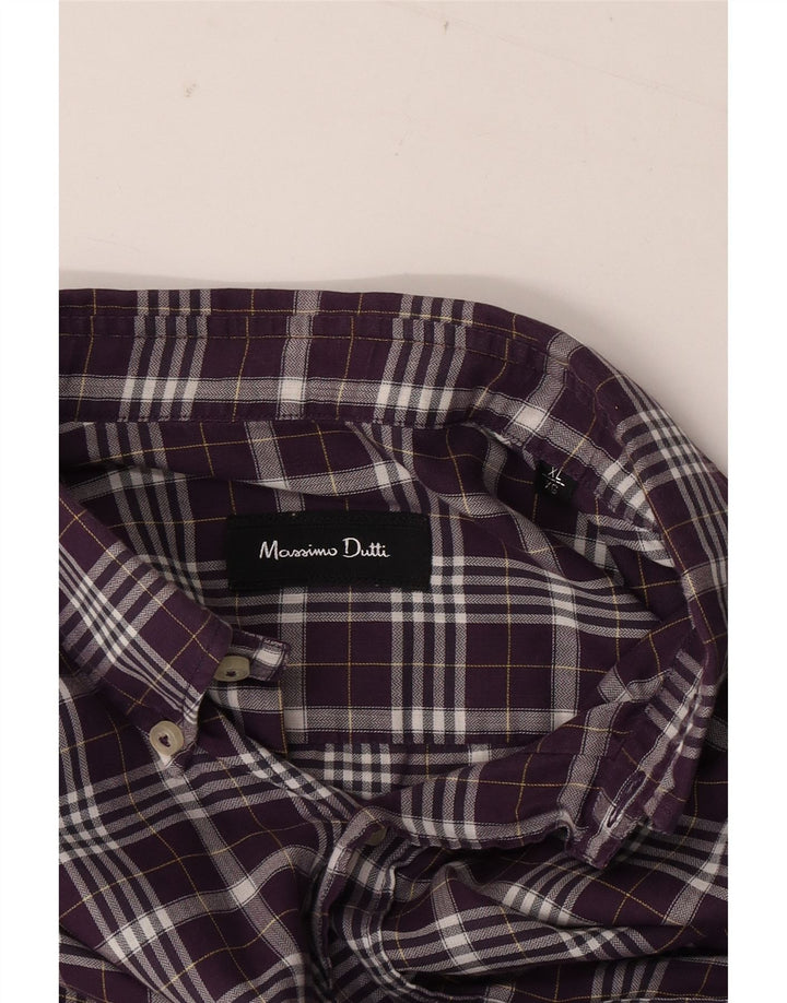 Camisa Massimo Dutti Hombre XL Cuadros Morado
